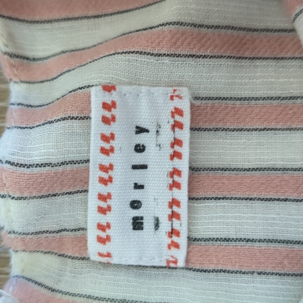 Morley Jelsa Girls Pink Striped Cotton Linen Blend Tie Back Dress - Picture 2 of 9